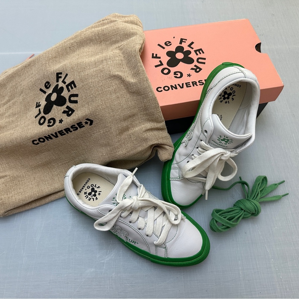 Golf Le Fleur Converse Tyler the Creator White Green Lace up. Men’s 5 Women’s 7